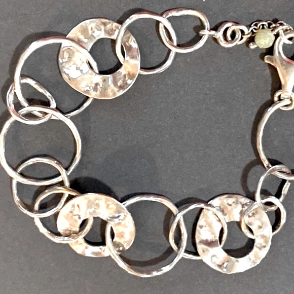 Silpada Vintage Sterling Silver Hammered Circle Paper Chain Bracelet 7.5 inch - Picture 3 of 7